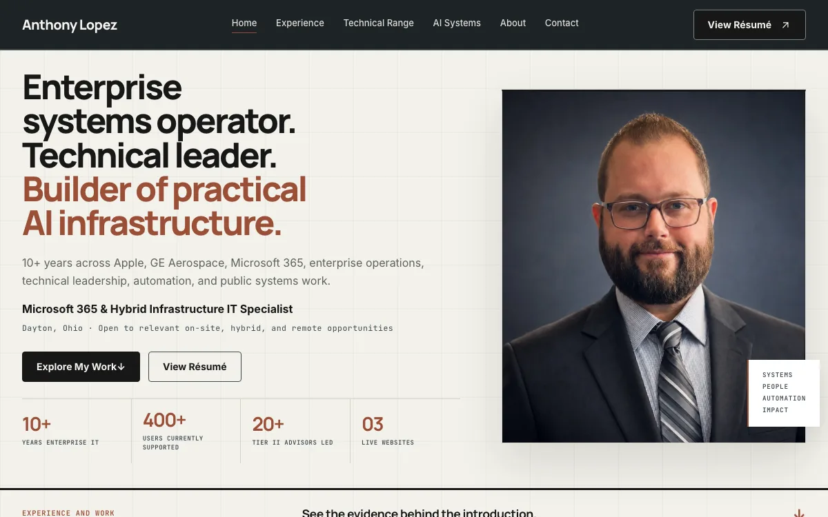 TheAnthonyLopez.com professional portfolio homepage